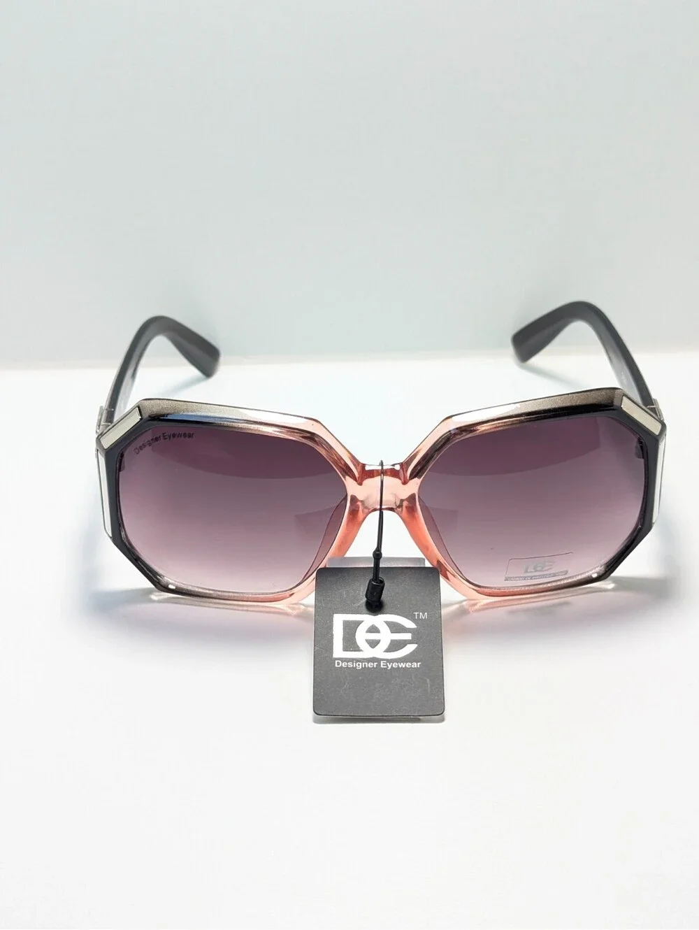 Designer Eyewear DE99 Purple Gradient UV Black Oversized Oval Women’s Sunglasses
